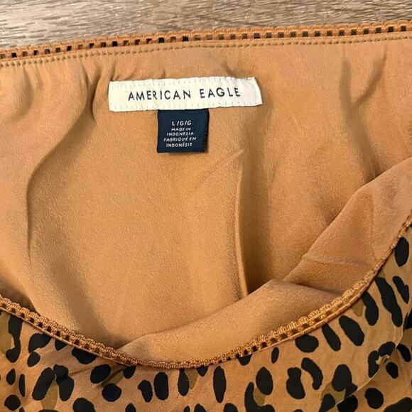 American Eagle Leopard Print Satin Slip Skirt Size Large - Picture 2 of 10